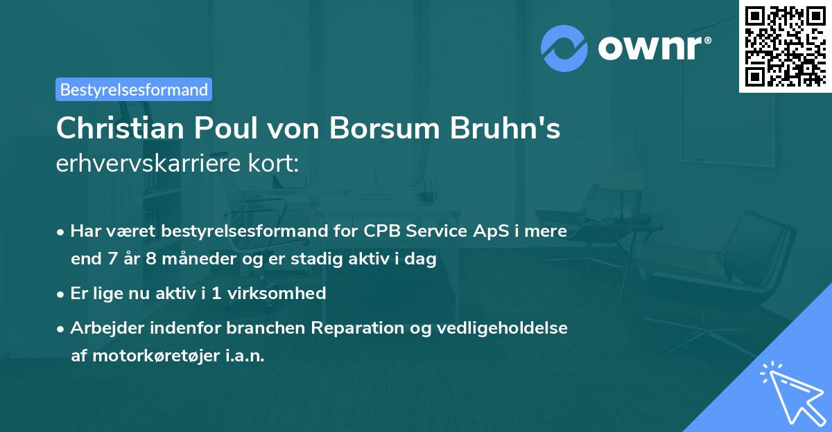 Christian Poul von Borsum Bruhn's erhvervskarriere kort