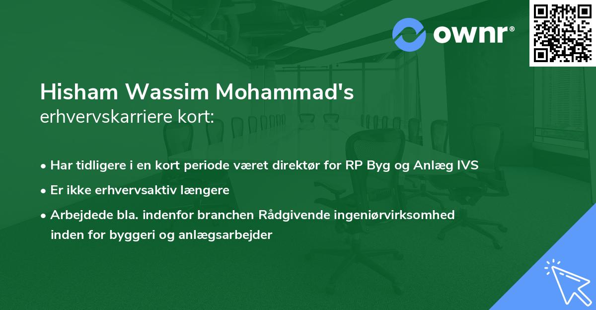 Hisham Wassim Mohammad's erhvervskarriere kort