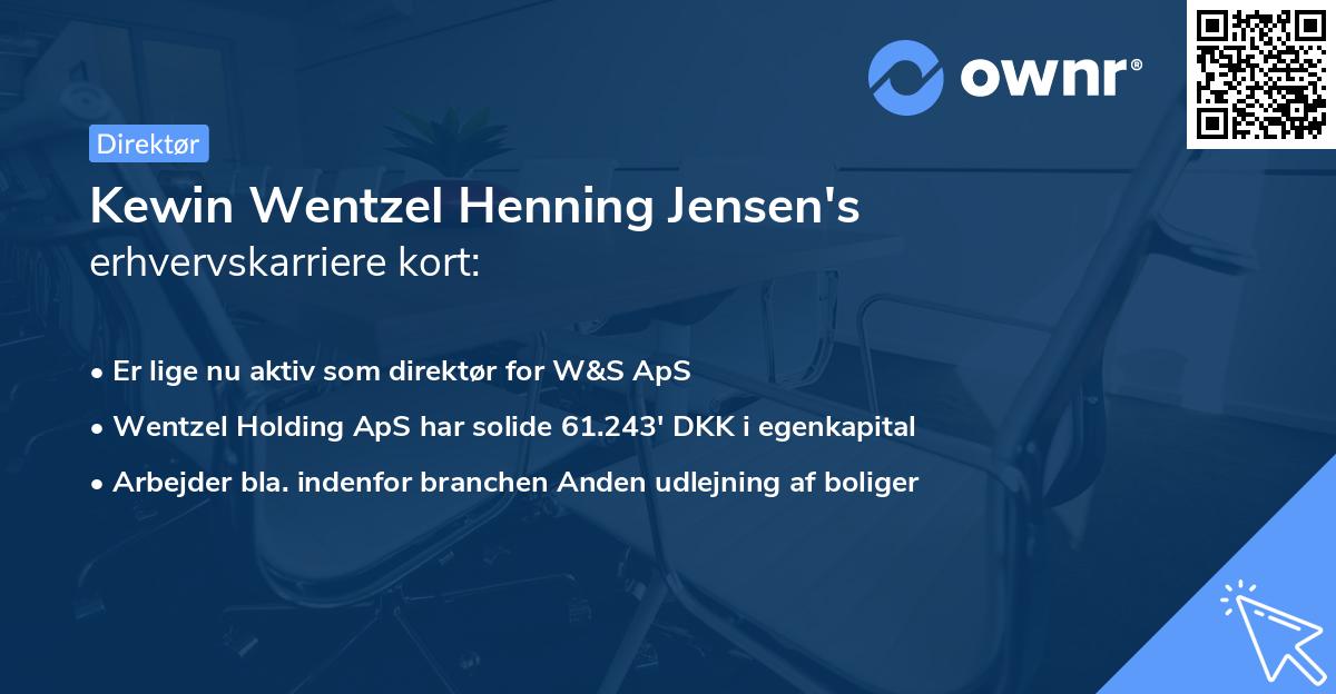 Kewin Wentzel Henning Jensen's erhvervskarriere kort