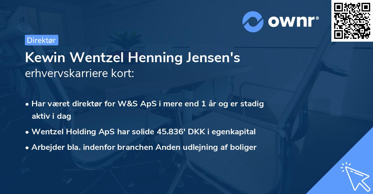 Kewin Wentzel Henning Jensen's erhvervskarriere kort