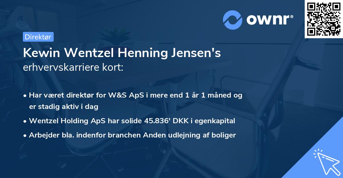 Kewin Wentzel Henning Jensen's erhvervskarriere kort