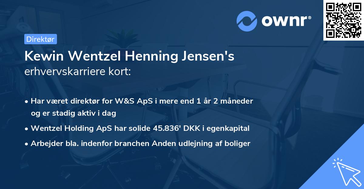 Kewin Wentzel Henning Jensen's erhvervskarriere kort