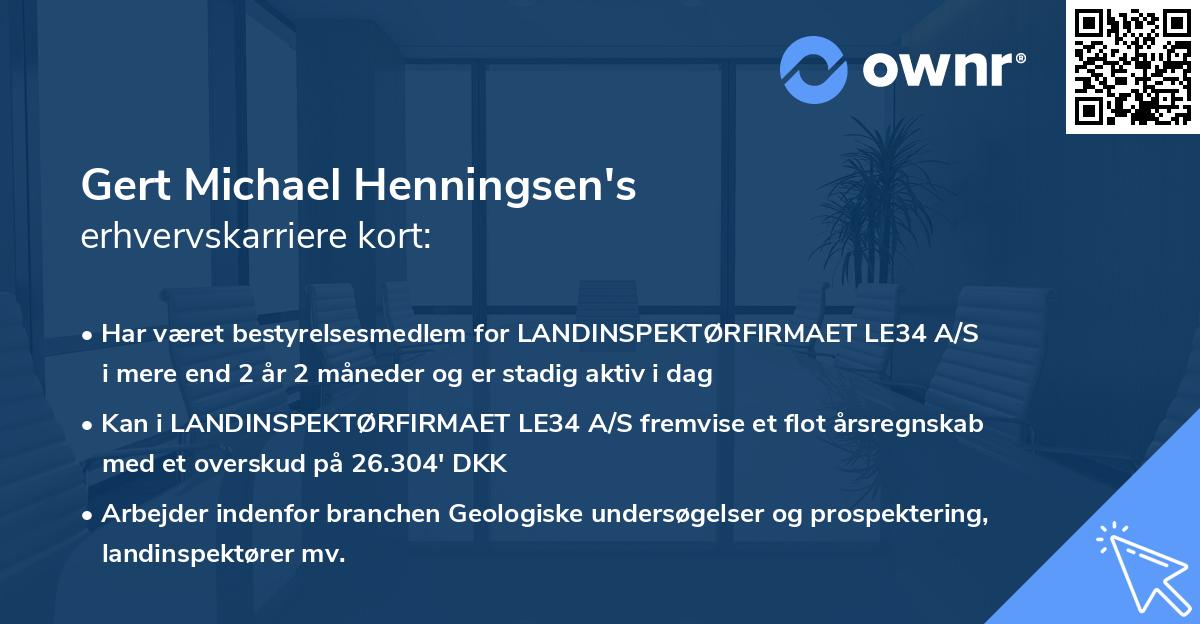 Gert Michael Henningsen's erhvervskarriere kort