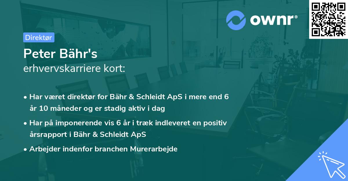 Peter Bähr's erhvervskarriere kort