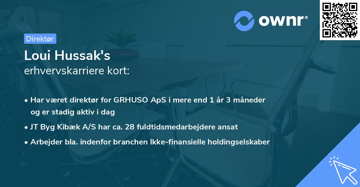 Loui Hussak's erhvervskarriere kort