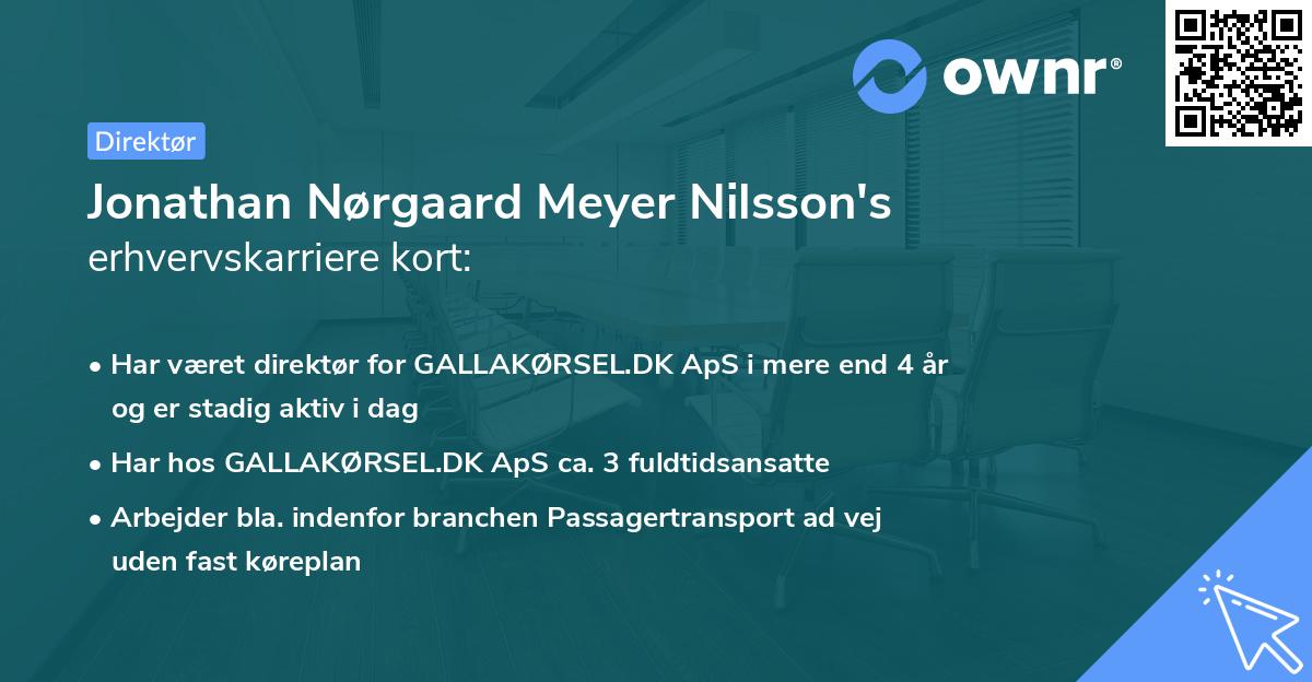 Jonathan Nørgaard Meyer Nilsson's erhvervskarriere kort