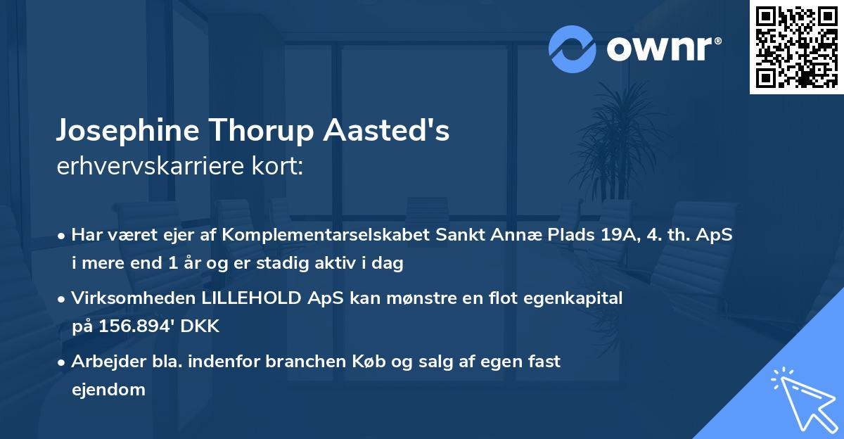 Josephine Thorup Aasted's erhvervskarriere kort