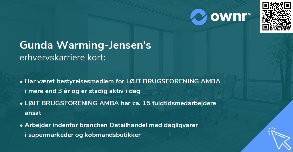 Gunda Warming-Jensen's erhvervskarriere kort