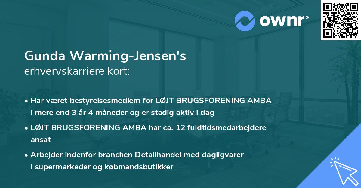 Gunda Warming-Jensen's erhvervskarriere kort