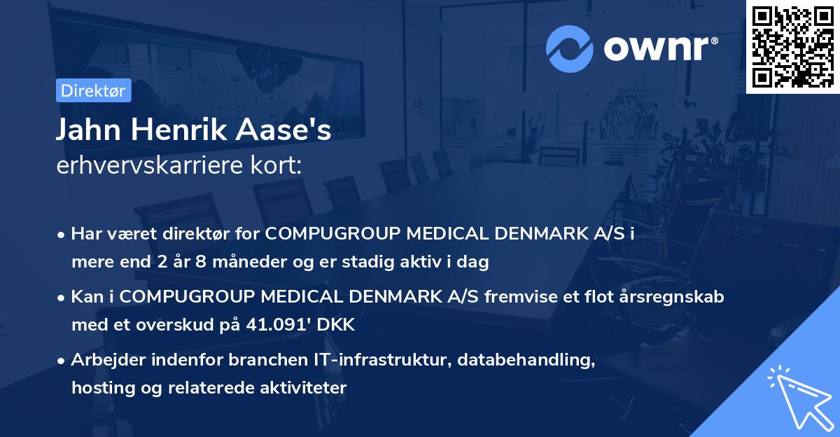 Jahn Henrik Aase's erhvervskarriere kort