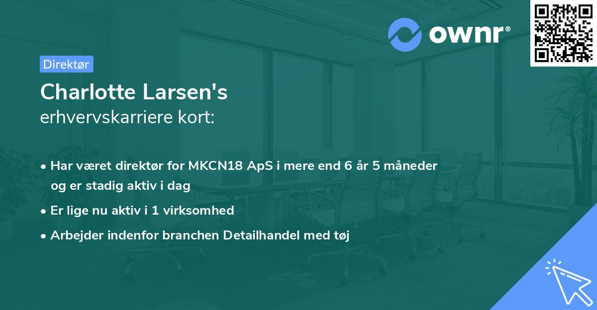 Charlotte Larsen's erhvervskarriere kort