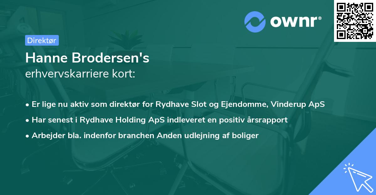 Hanne Brodersen's erhvervskarriere kort