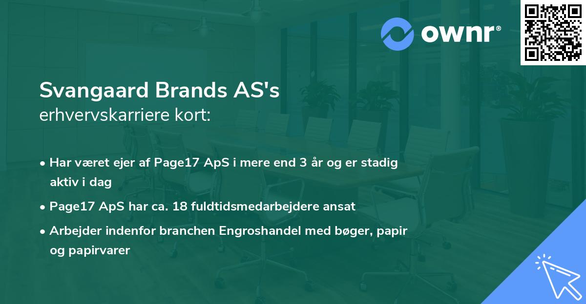 Svangaard Brands AS's erhvervskarriere kort