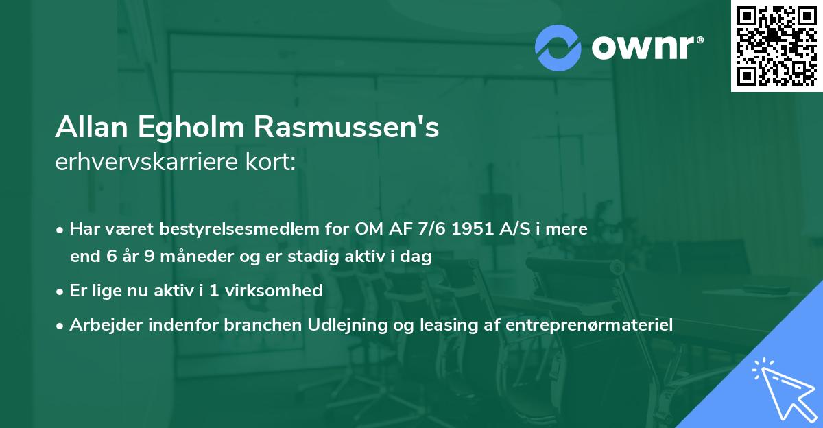 Allan Egholm Rasmussen's erhvervskarriere kort