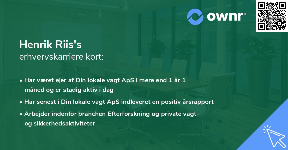 Henrik Riis's erhvervskarriere kort