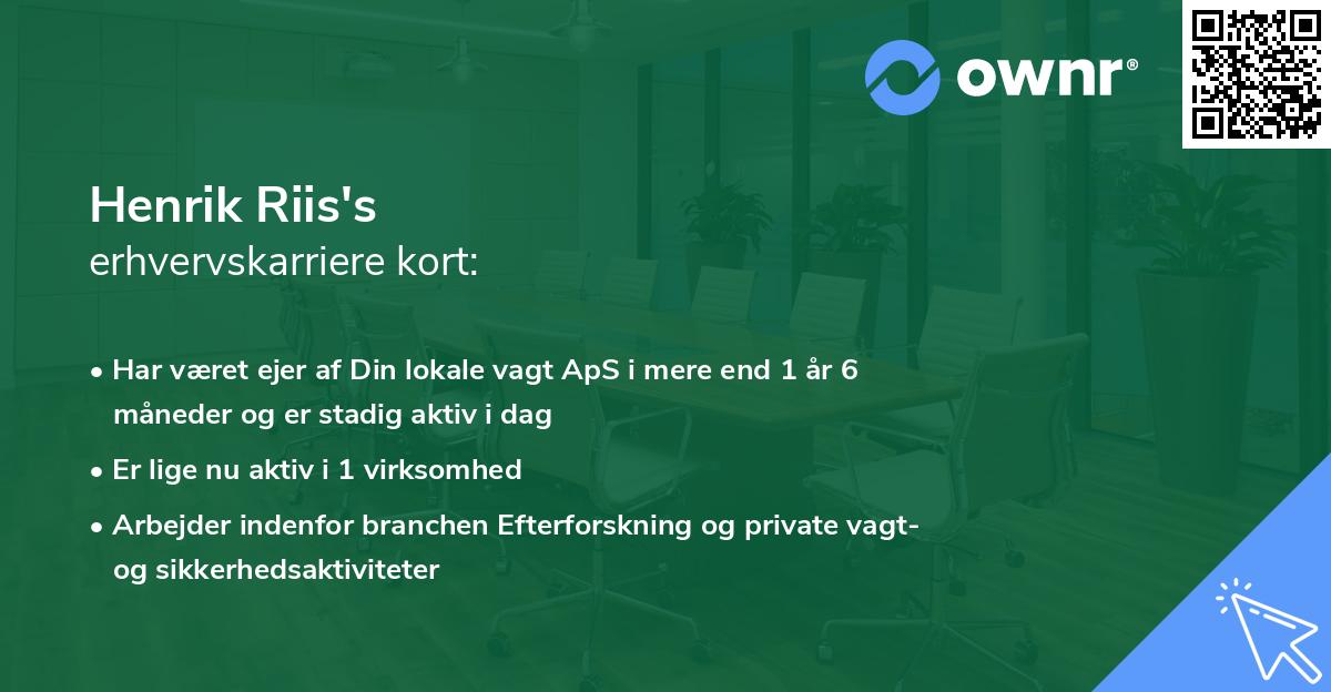 Henrik Riis's erhvervskarriere kort