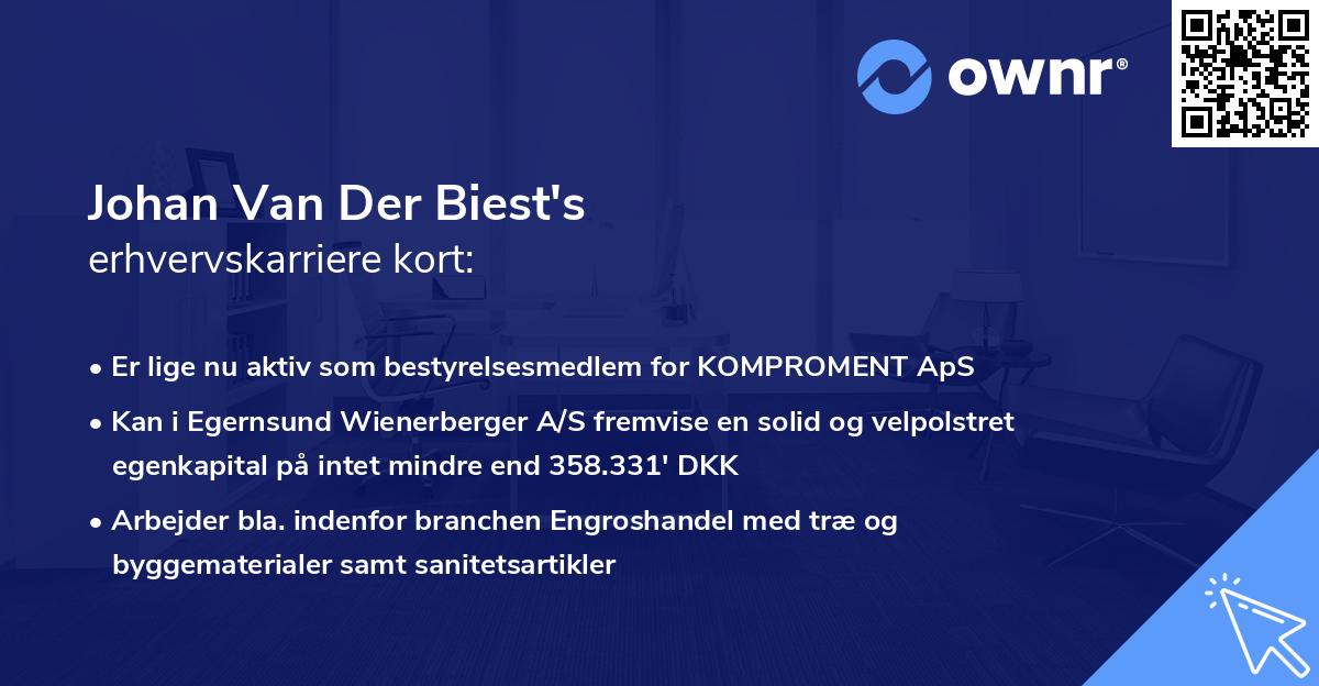 Johan Van Der Biest's erhvervskarriere kort
