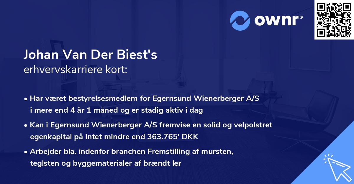 Johan Van Der Biest's erhvervskarriere kort