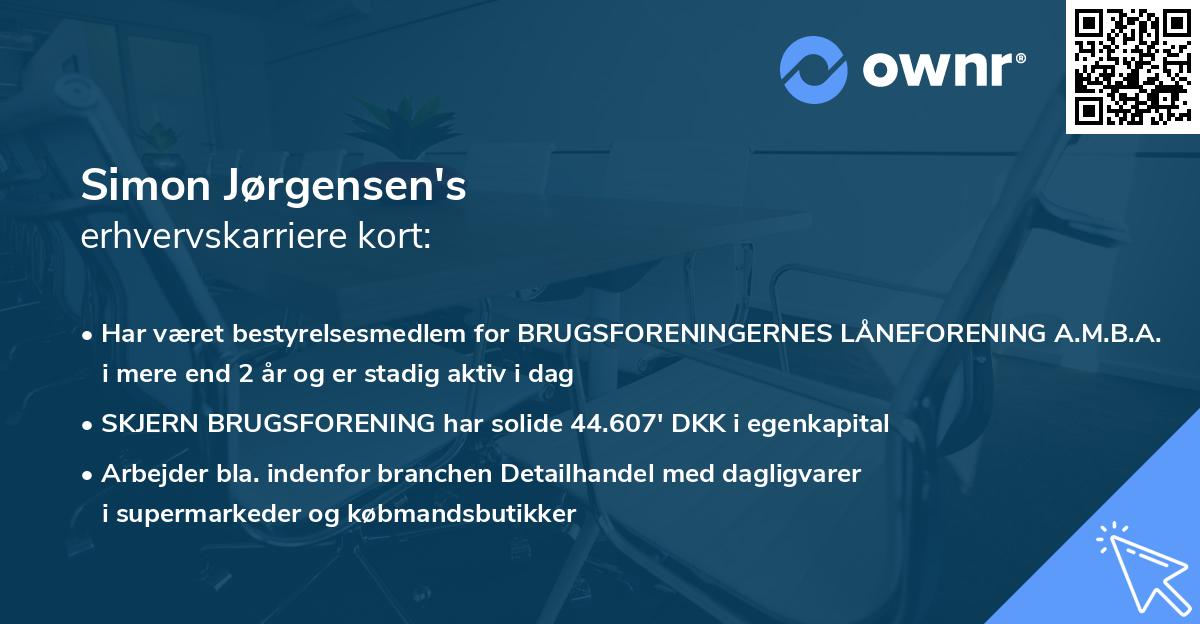 Simon Jørgensen's erhvervskarriere kort