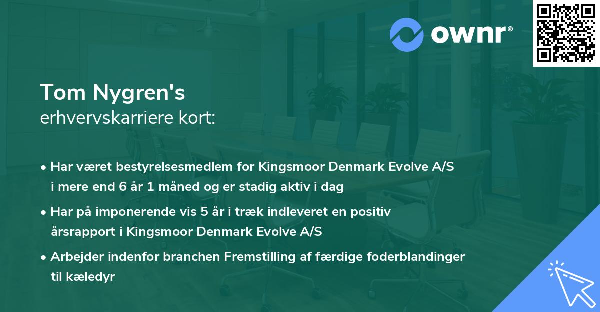 Tom Nygren's erhvervskarriere kort