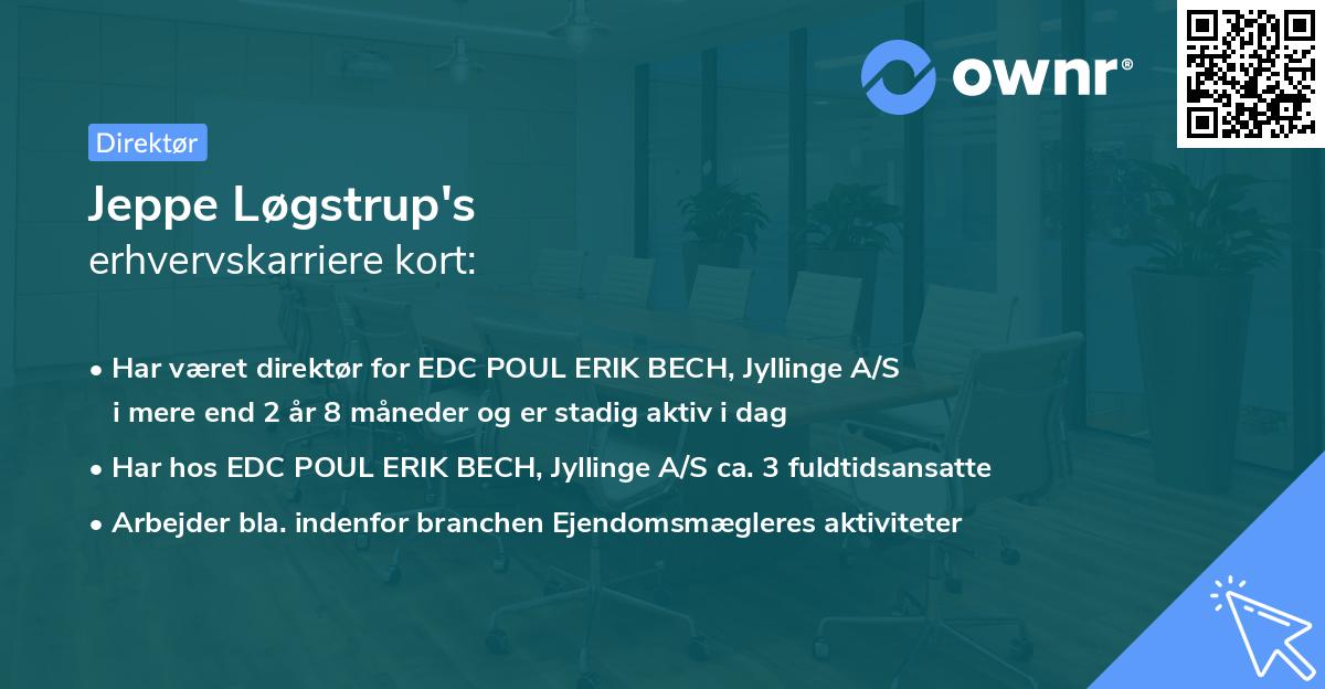 Jeppe Løgstrup's erhvervskarriere kort