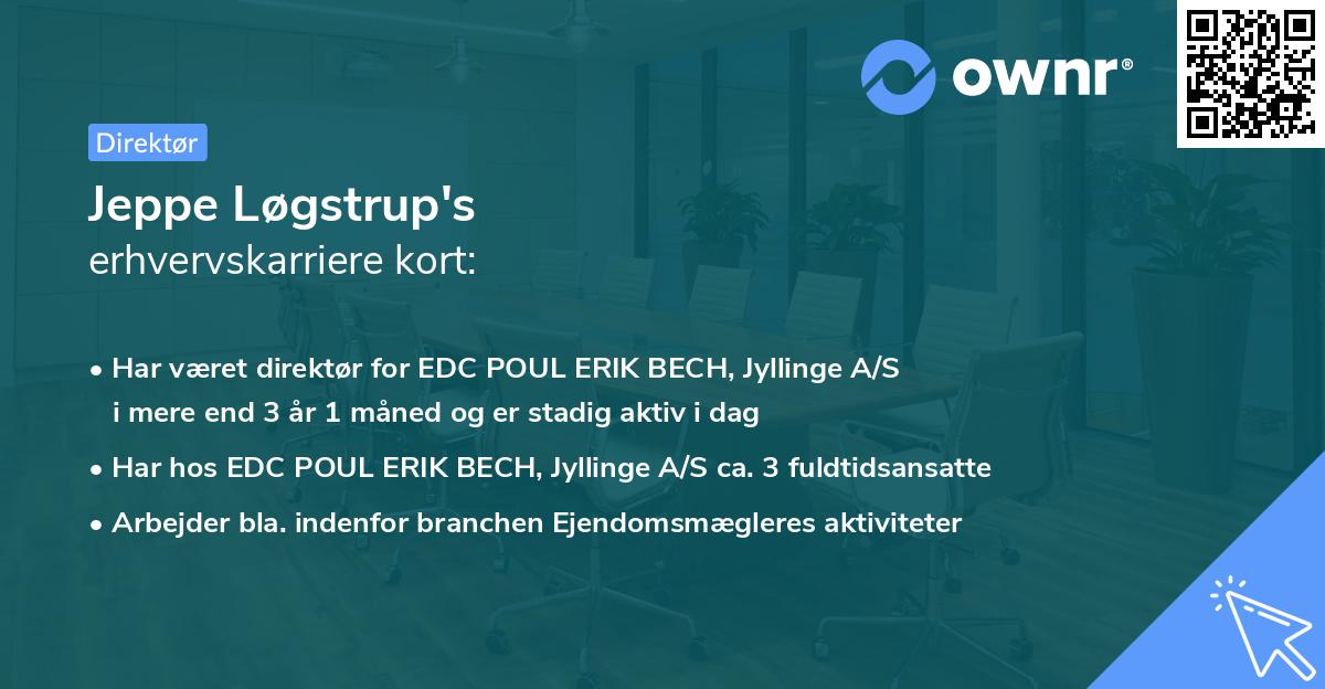 Jeppe Løgstrup's erhvervskarriere kort