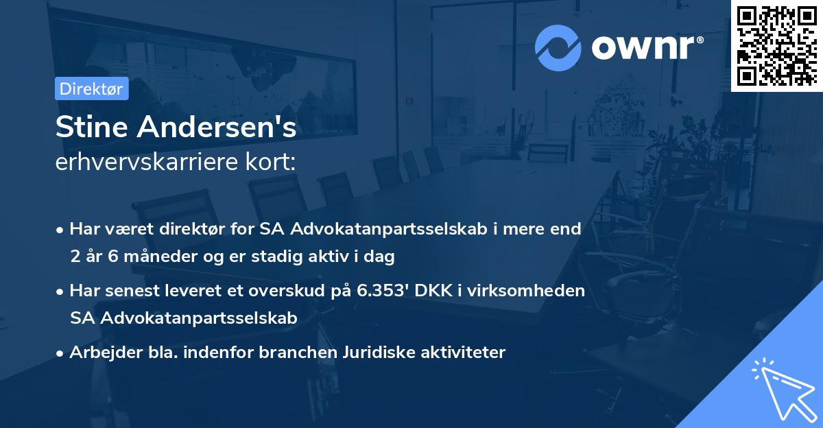 Stine Andersen's erhvervskarriere kort
