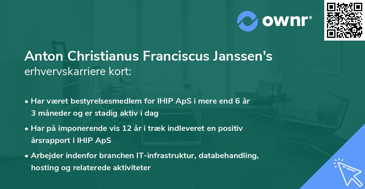 Anton Christianus Franciscus Janssen's erhvervskarriere kort