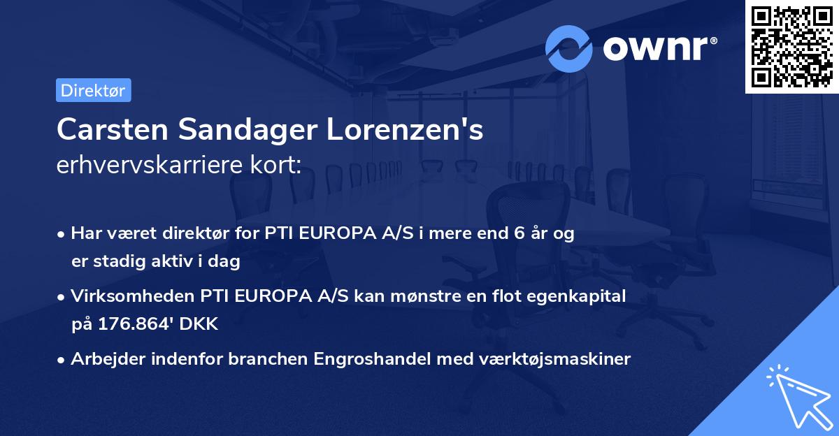 Carsten Sandager Lorenzen's erhvervskarriere kort