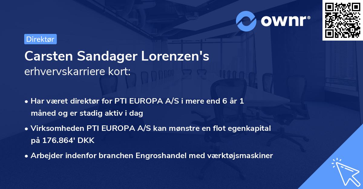 Carsten Sandager Lorenzen's erhvervskarriere kort