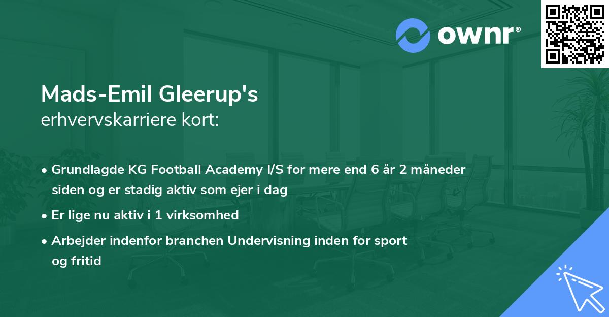 Mads-Emil Gleerup's erhvervskarriere kort