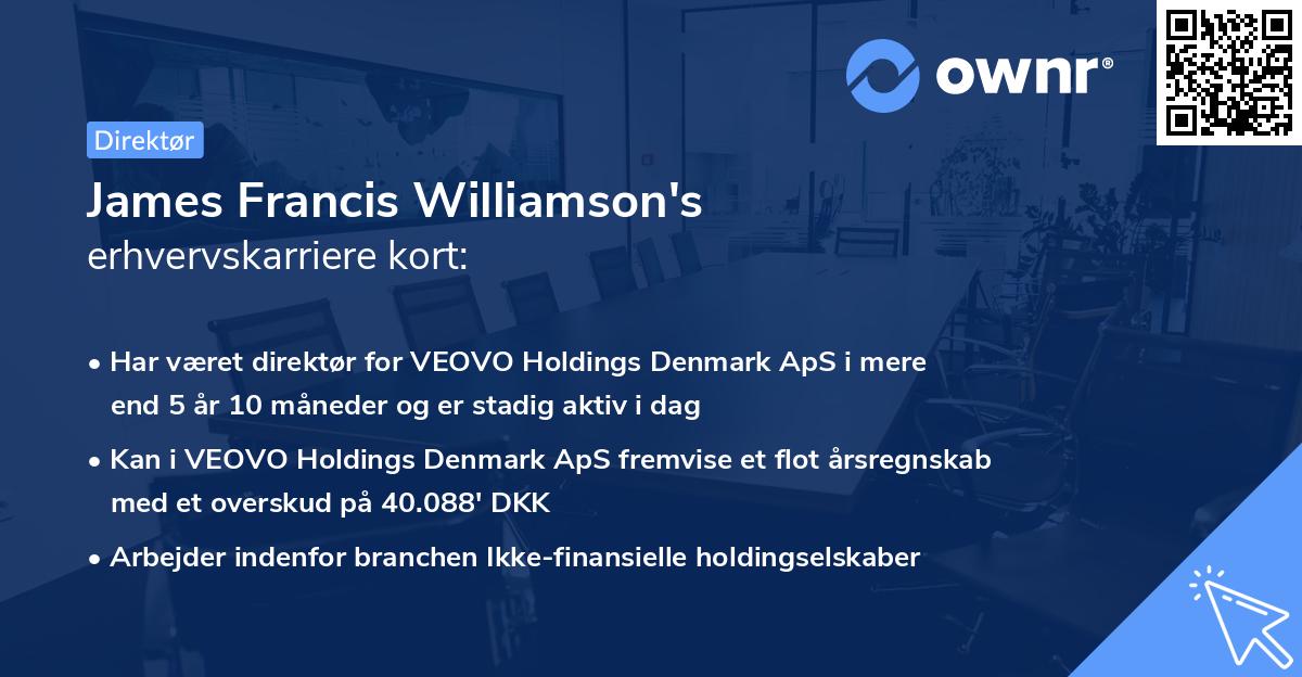 James Francis Williamson's erhvervskarriere kort