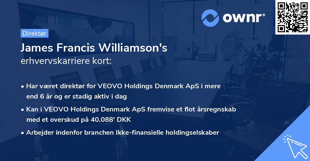 James Francis Williamson's erhvervskarriere kort