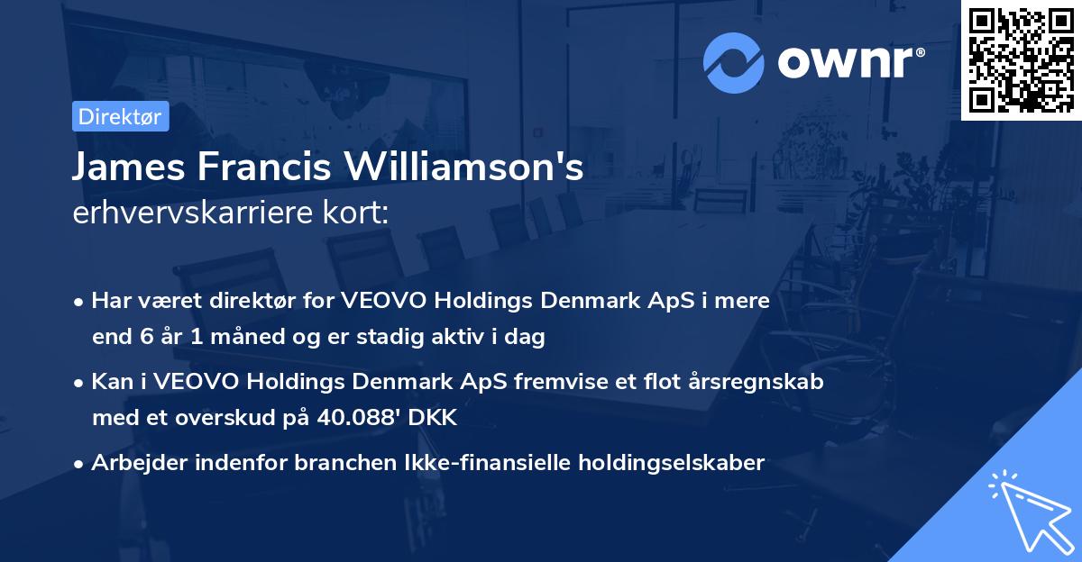 James Francis Williamson's erhvervskarriere kort
