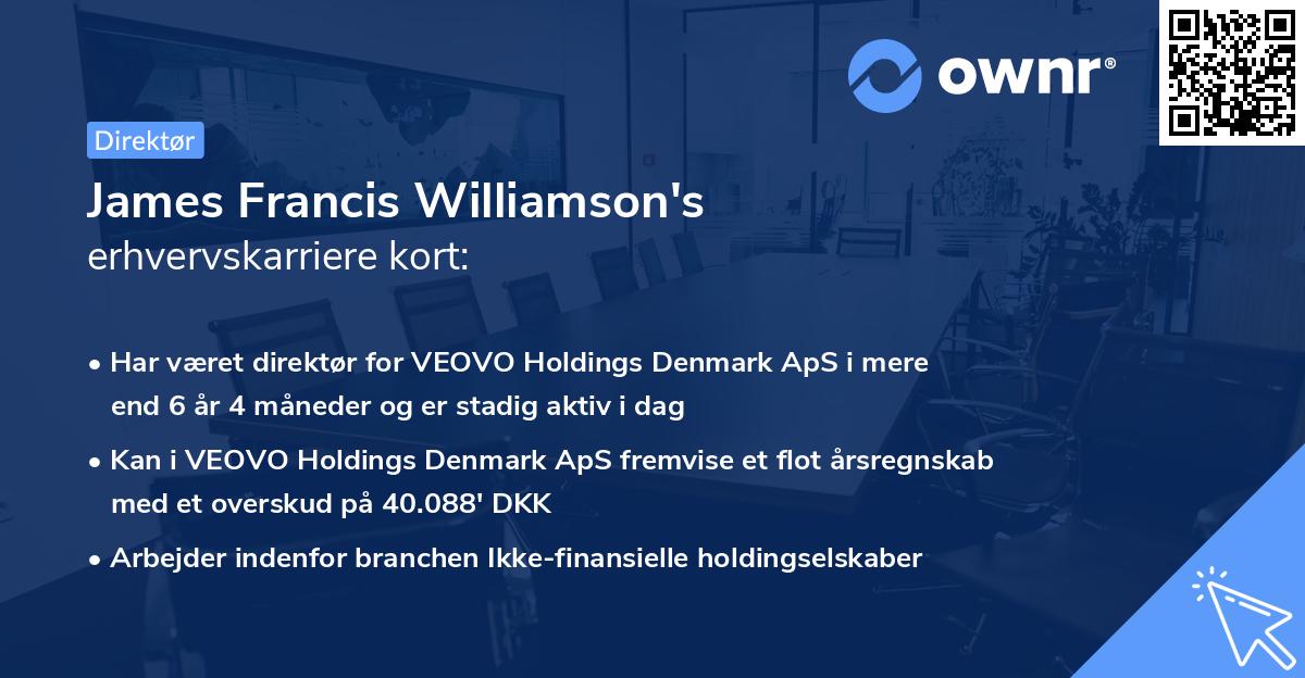 James Francis Williamson's erhvervskarriere kort