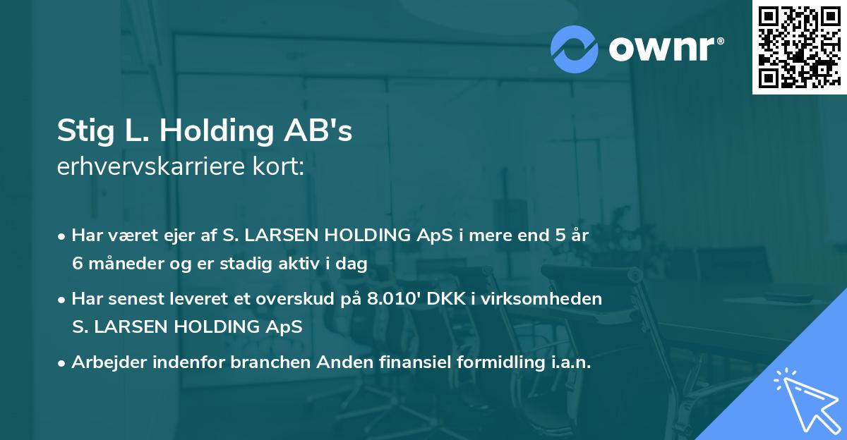 Stig L. Holding AB's erhvervskarriere kort
