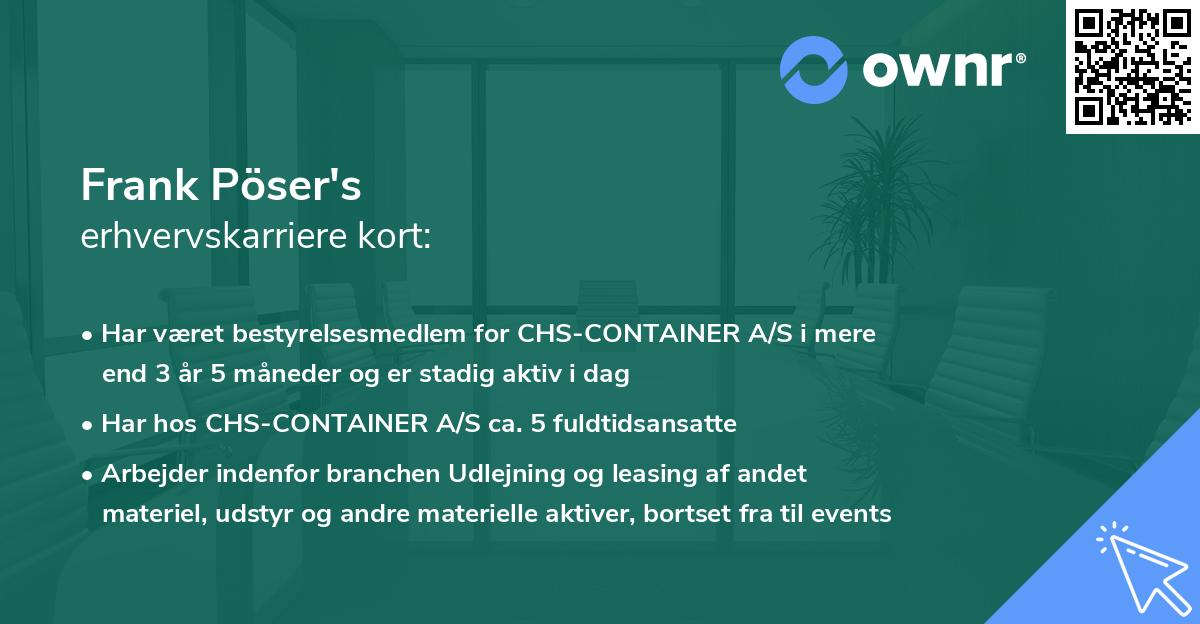 Frank Pöser's erhvervskarriere kort