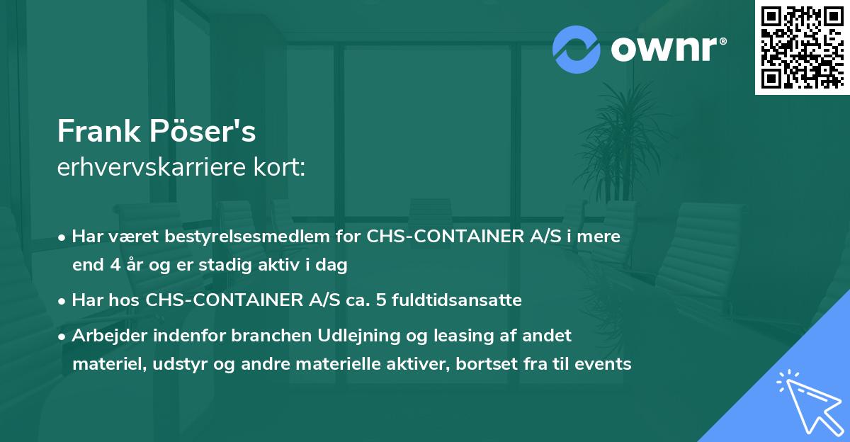 Frank Pöser's erhvervskarriere kort