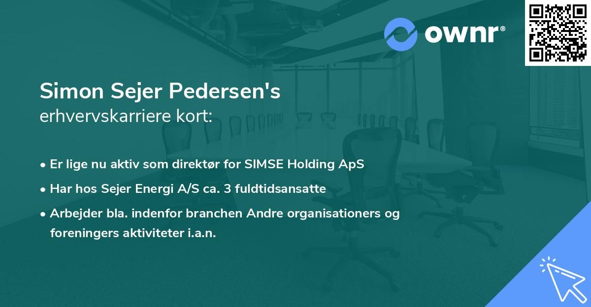 Simon Sejer Pedersen's erhvervskarriere kort