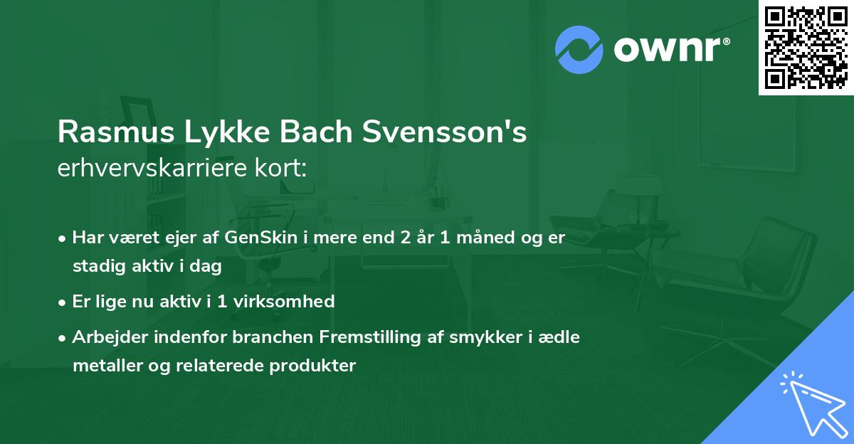 Rasmus Lykke Bach Svensson's erhvervskarriere kort