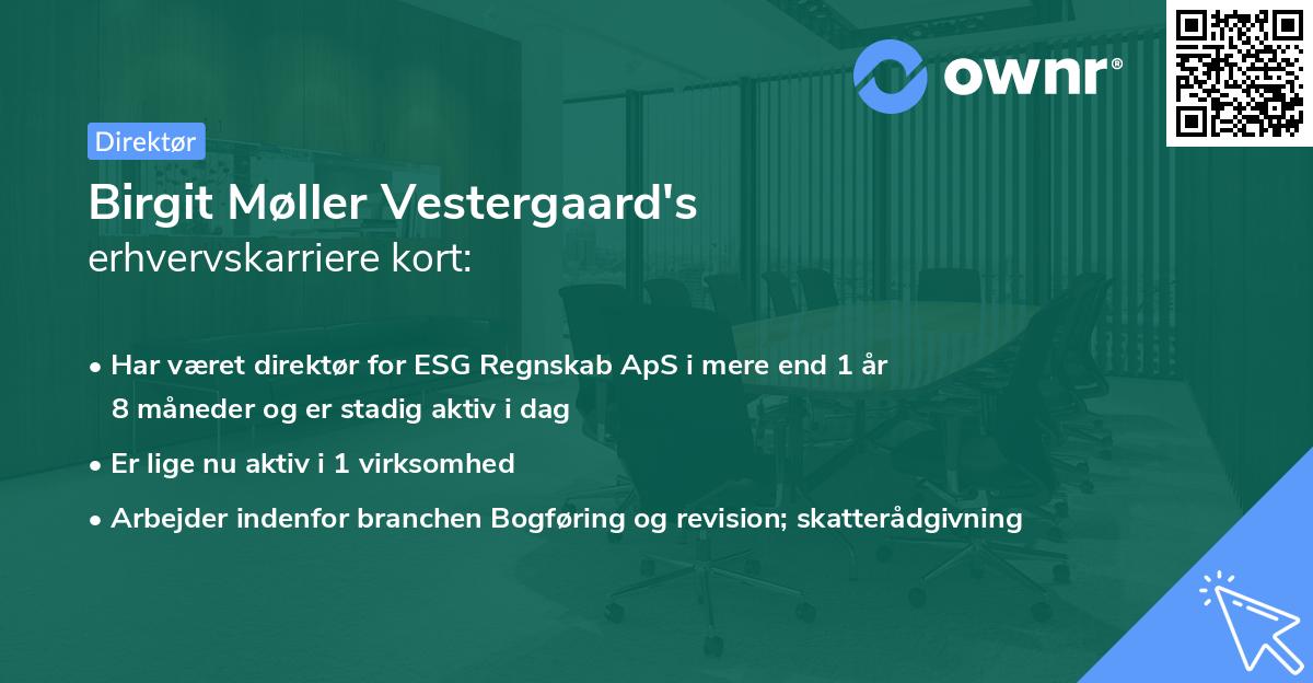 Birgit Møller Vestergaard's erhvervskarriere kort