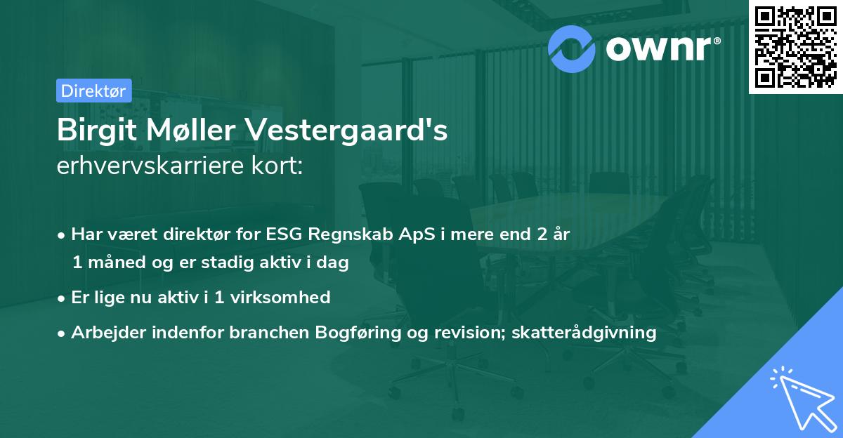 Birgit Møller Vestergaard's erhvervskarriere kort