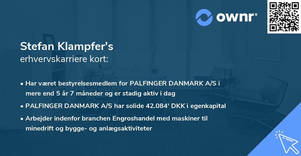 Stefan Klampfer's erhvervskarriere kort