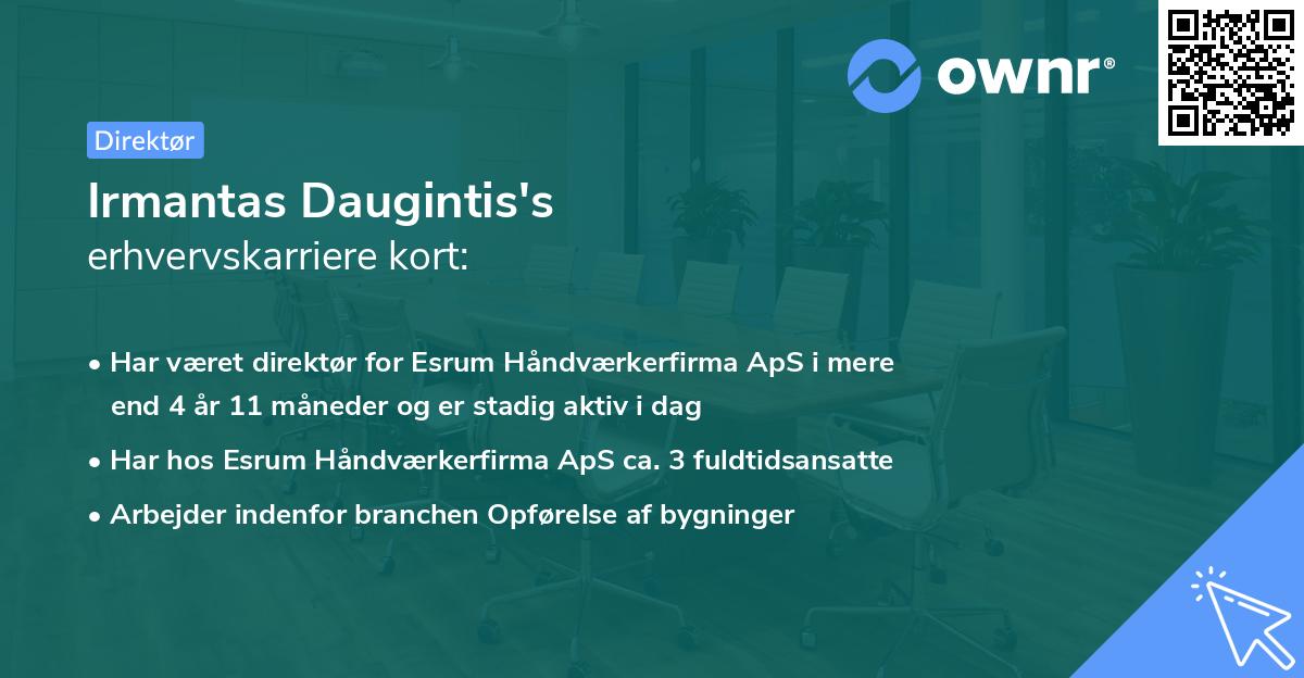 Irmantas Daugintis's erhvervskarriere kort