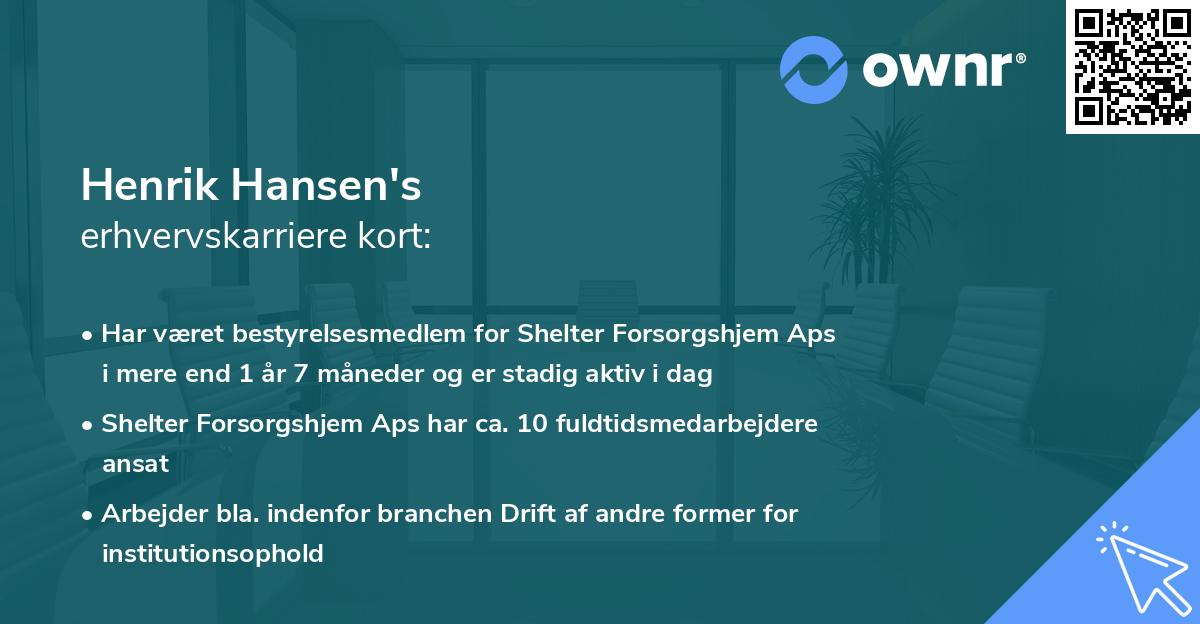 Henrik Hansen's erhvervskarriere kort
