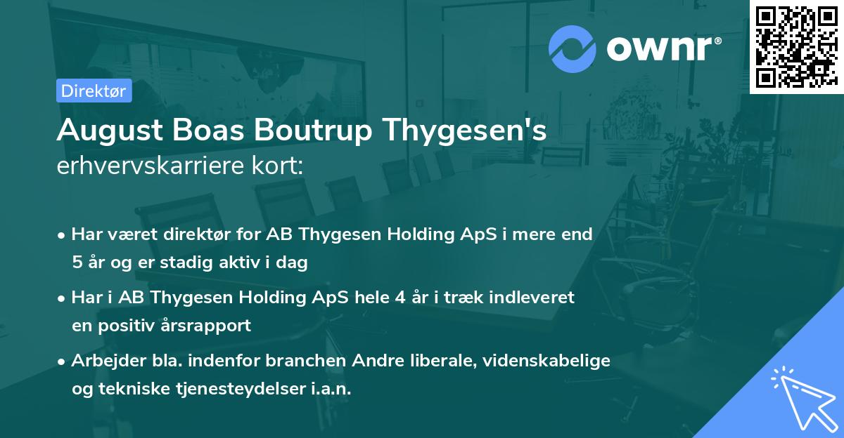 August Boas Boutrup Thygesen's erhvervskarriere kort