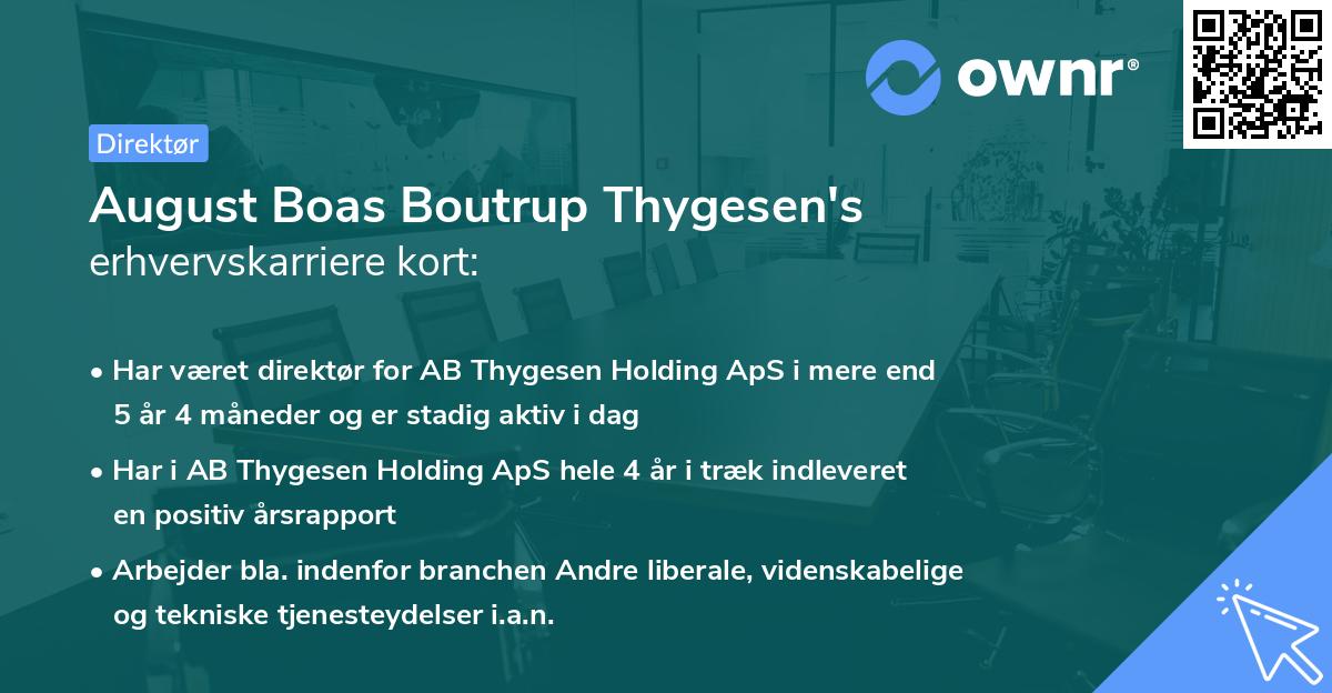 August Boas Boutrup Thygesen's erhvervskarriere kort