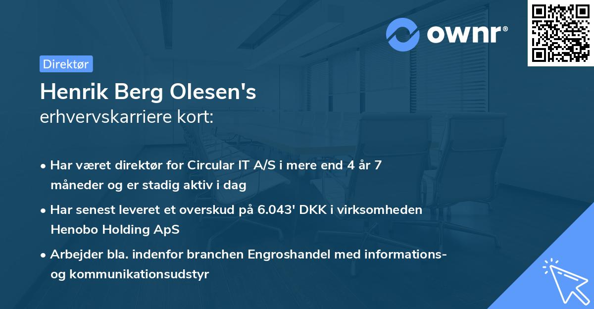 Henrik Berg Olesen's erhvervskarriere kort