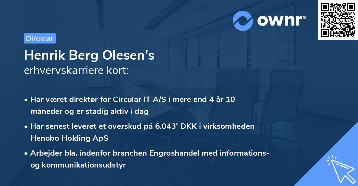 Henrik Berg Olesen's erhvervskarriere kort