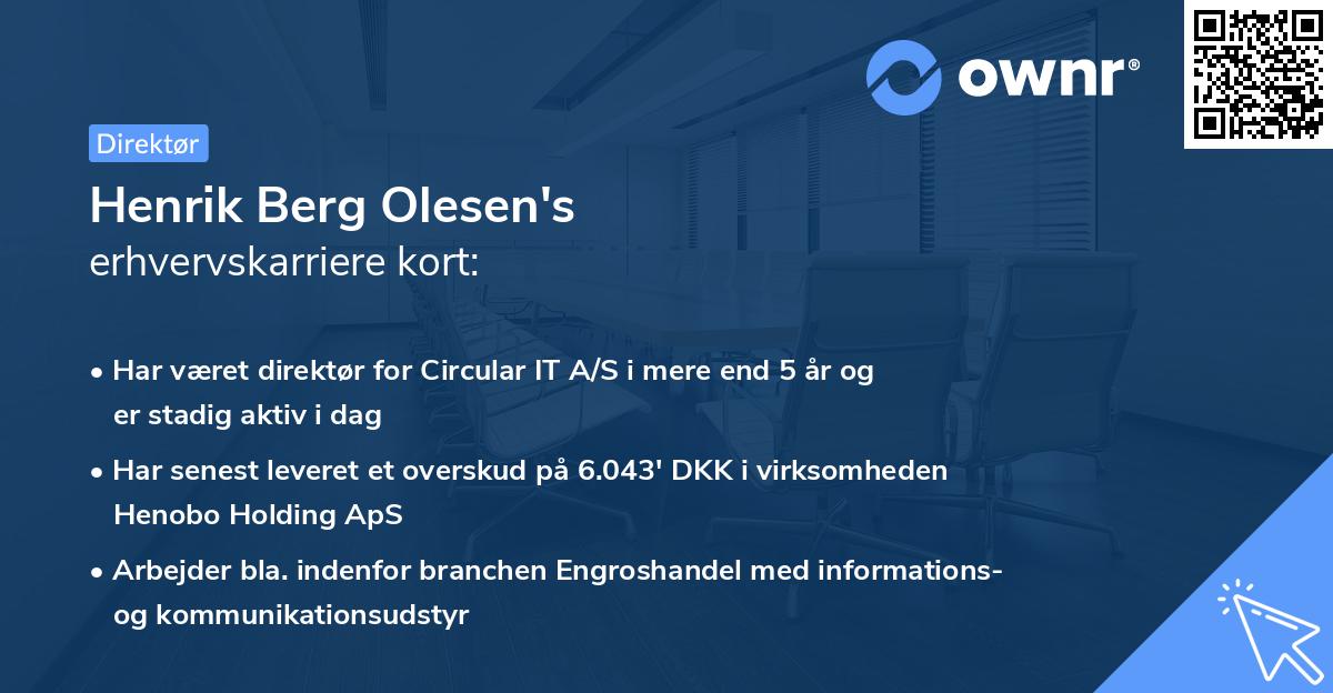 Henrik Berg Olesen's erhvervskarriere kort